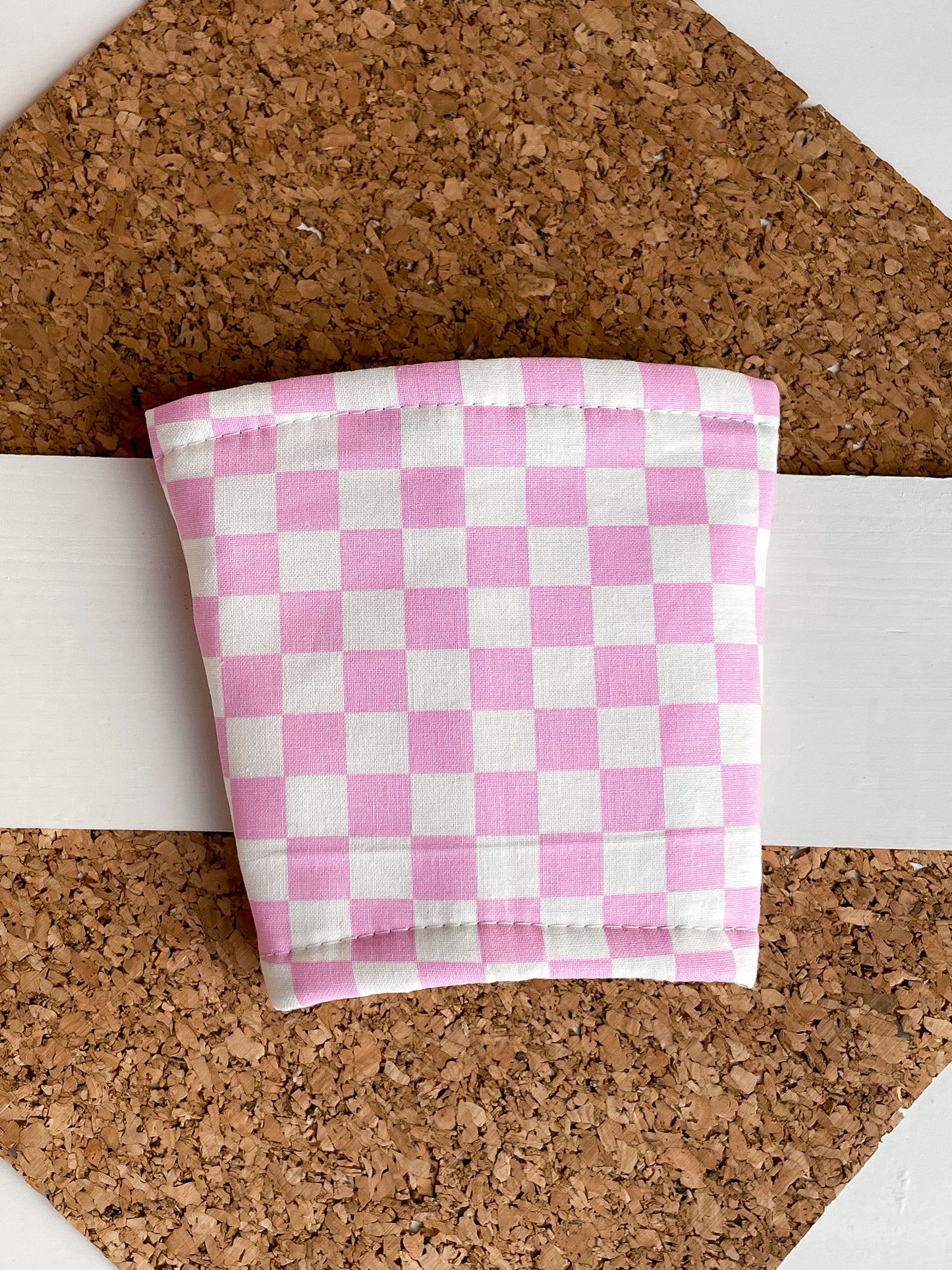 Pink Checkered Insulated Coozie