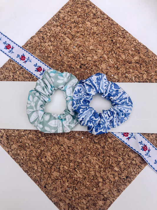 Azulejo (Portuguese Tile) Cotton Scrunchies