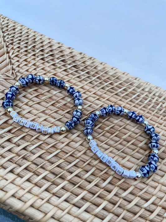 Dark Blue Portuguese Word Bracelet